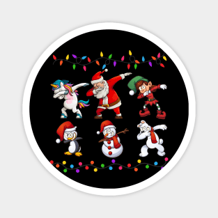 Dabbing Santa Elf Friends Christmas Magnet